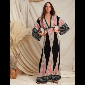 Lulus Montecito Black Print Maxi Dress